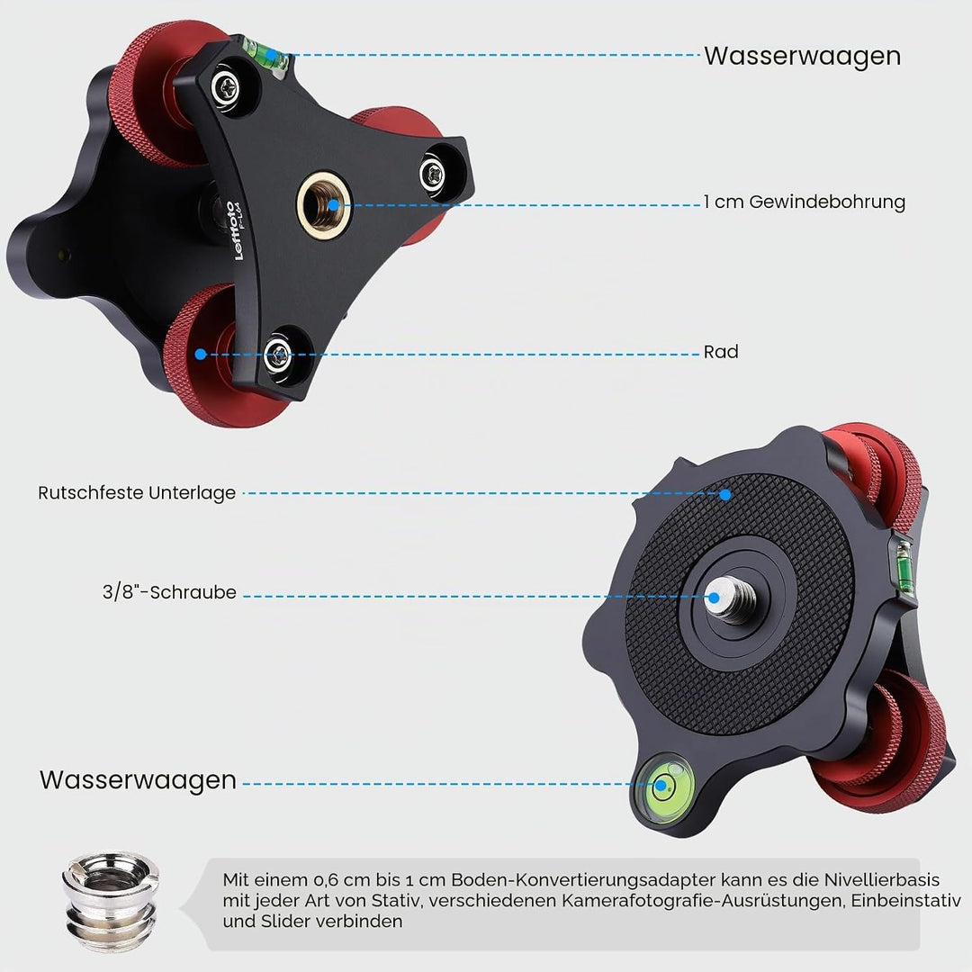 Stativ Nivellierständer mit +/-5 Grad Präzisions-Einstellhalterung für Panoramakopf Kugelkopf Videok