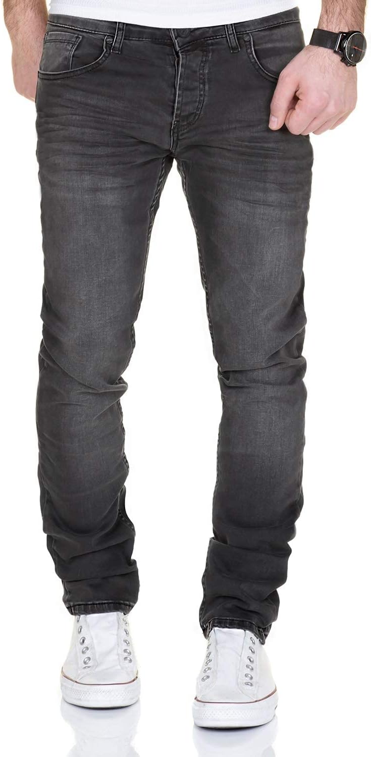 MERISH Jeans Herren Destroyed Hose Jeanshose Slim Fit Männer Denim 2081-1001 29W / 32L 505-4 Grau, 2