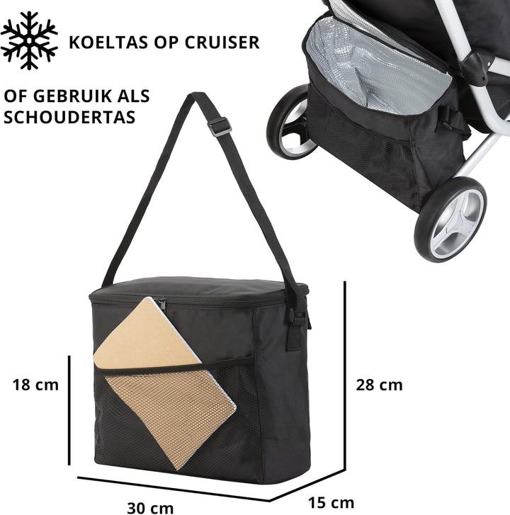 Cruiser Einkaufswagen 59 Liter mit 14 ltr Kuhltasche - 3 räder Einkaufstrolley (schwar) Schwarz, Sch