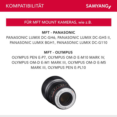 Samyang 7818 1,5/85mm Objektiv Video DSLR II MFT manueller Fokus Videoobjektiv 0,8 Zahnkranz Gear, P