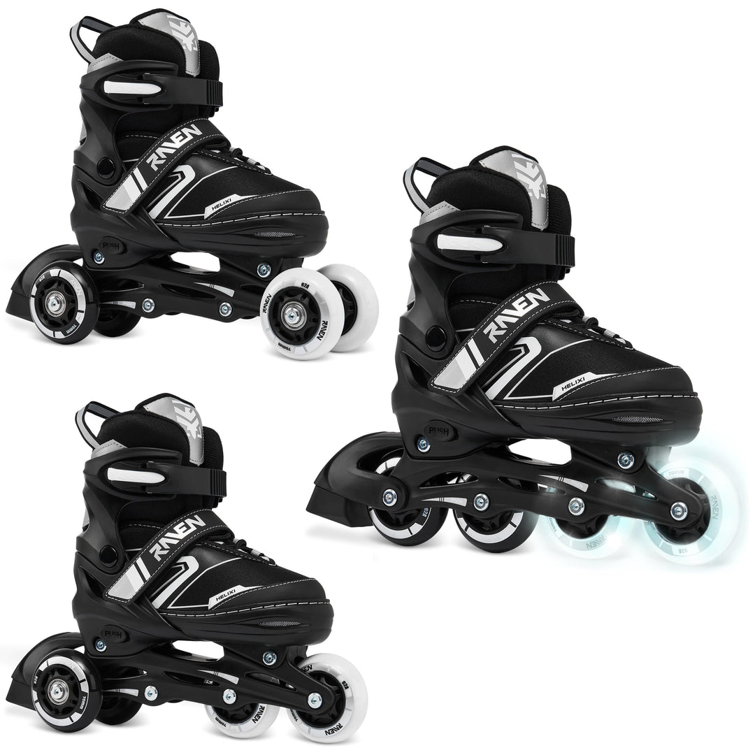 RAVEN Verstellbare 3in1 Inlineskates-Rollschuhe-Triskates Helixi Black/Mint 38-42 (24,5cm-26,5cm) He