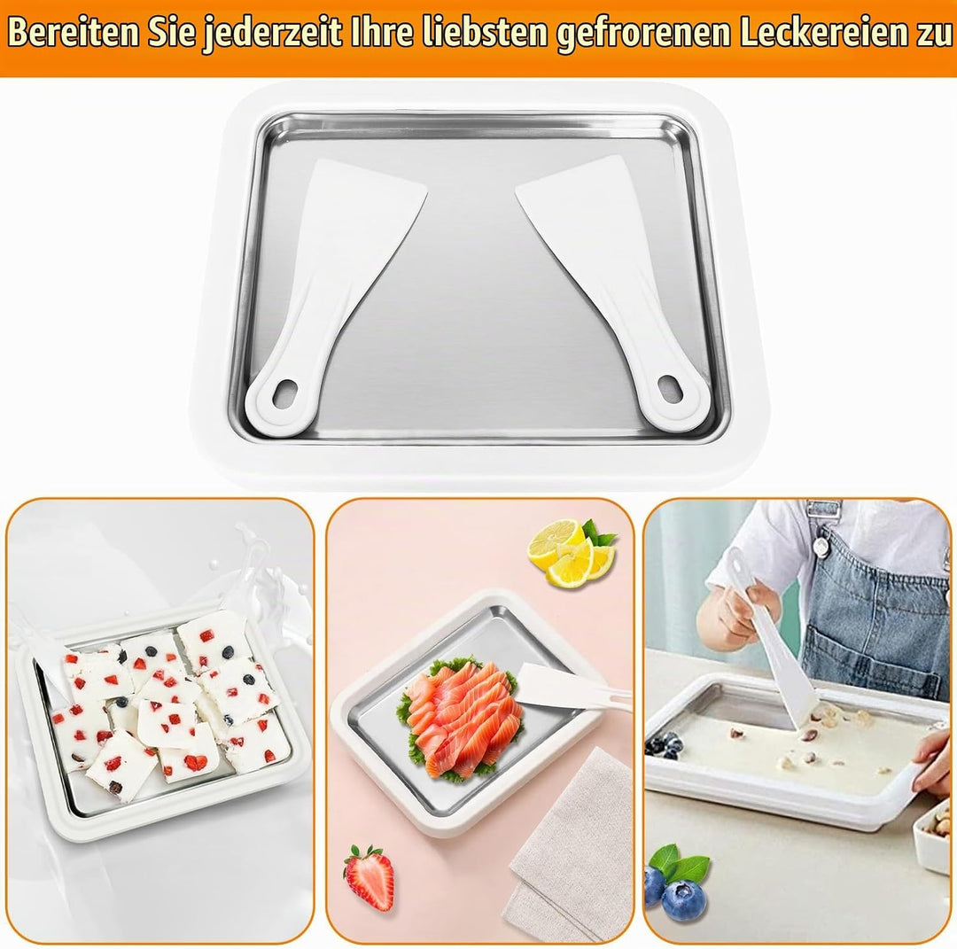 Eismaschine mit 2 Spateln, Eisplatte Eis Rolls für Kinder und Familien, Eiscreme Maschine, Eisplatte