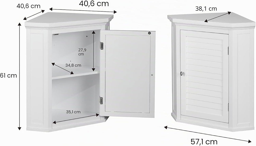 Badschrank Badmöbel Eckschrank Badezimmer Holzschrank Weiss Teamson ELG-587