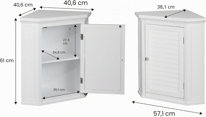 Badschrank Badmöbel Eckschrank Badezimmer Holzschrank Weiss Teamson ELG-587
