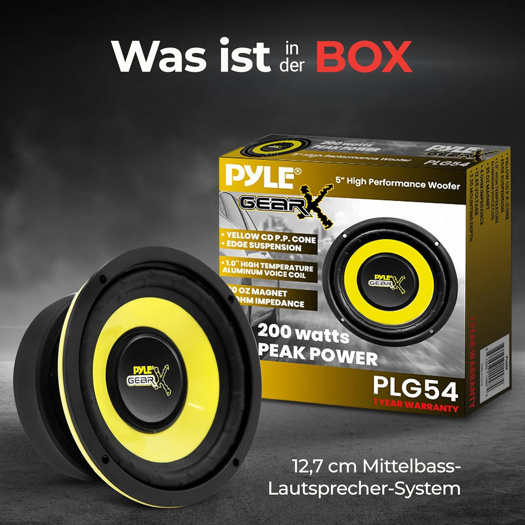 Pyle Auto Subwoofer 5" – 200W 4 Ohm Lautsprecher mit 30oz Magnet Hochtemperatur-Schwingspule, 2,32"