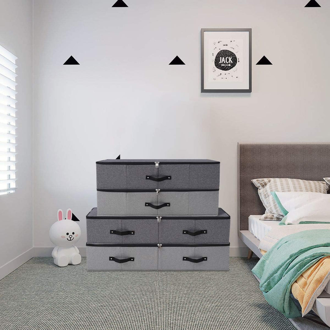 Faltbare stabile Unterbett-Aufbewahrungsbox mit Griff, Reissverschlussdeckel, Decken Kleidung Bettde