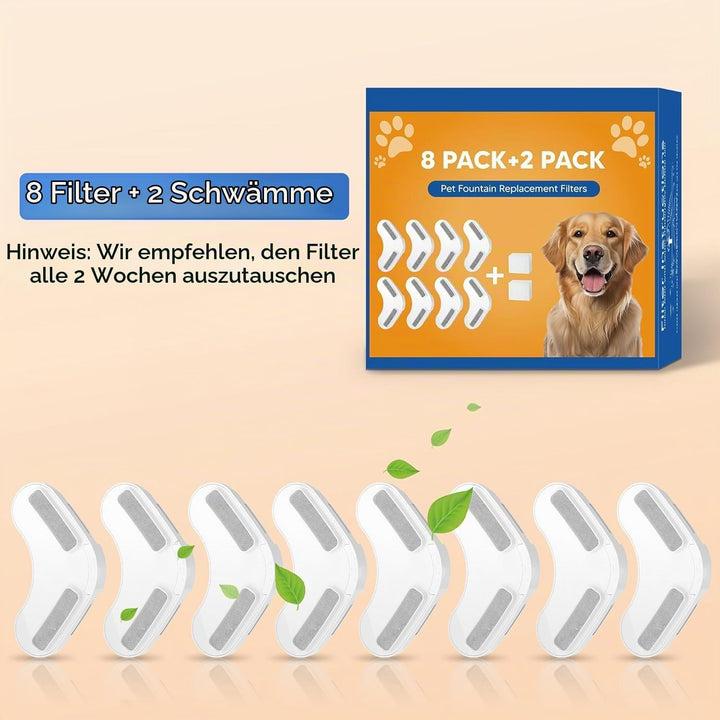 Kittyspout Filter für Trinkbrunnen, Ersatzfilter für 8L/270 oz grossen Hundebrunnen, 8er-Pack Filter