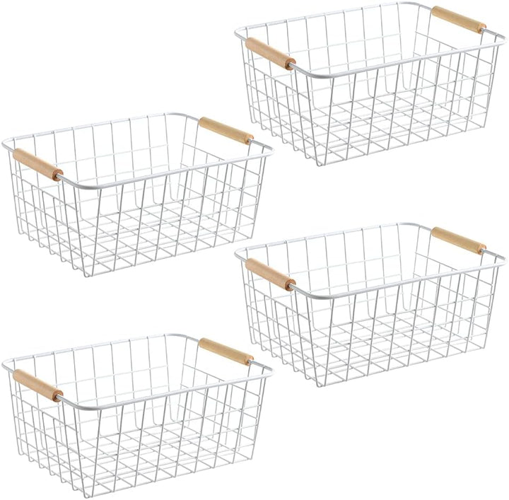 ZRAZ Kitchen Wire Baskets Farmhouse Decor Metal Food Storage Organizer,Household Refrigerator Bin wi