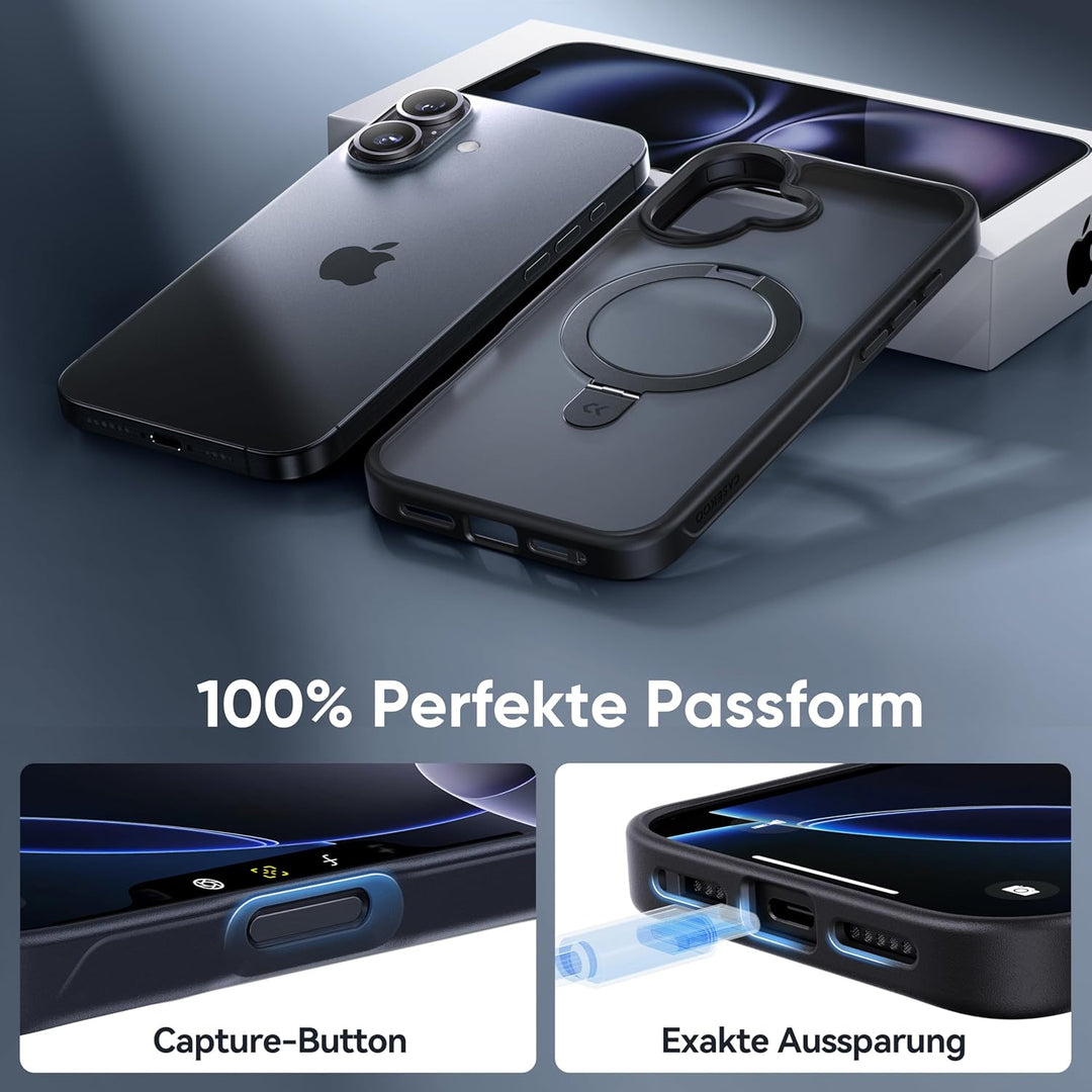 CASEKOO MagicStand Speziell für iPhone 16 Hülle mit MagSafe [Unsichtbarer Ständer] [Militärschutz] [