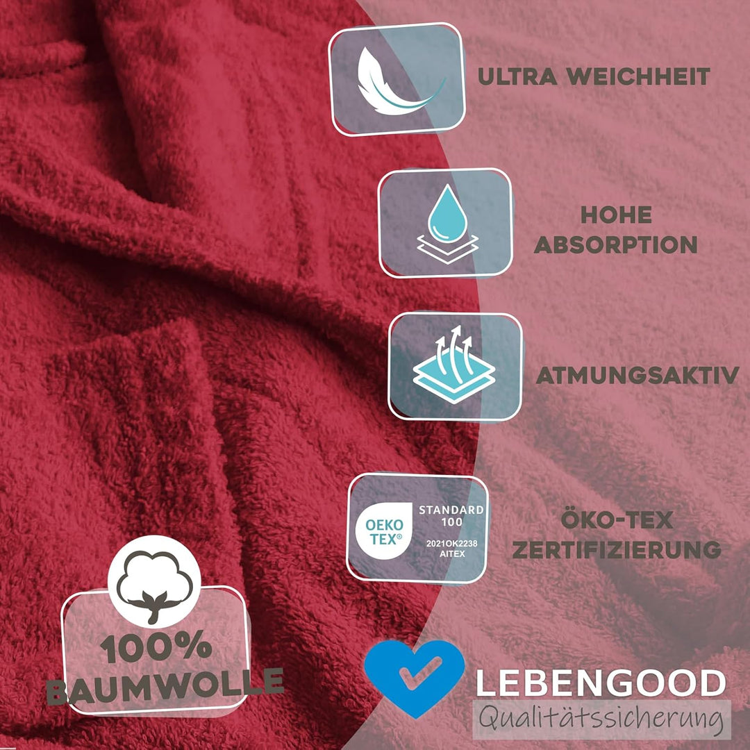 Bademantel für Damen, Herren, Unisex, Frottee 100% Baumwolle 400 gr, Flauschig, Kuschelig, Bunt, Lei