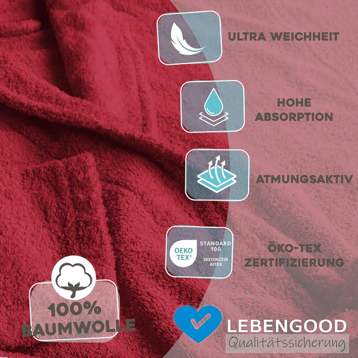 Bademantel für Damen, Herren, Unisex, Frottee 100% Baumwolle 400 gr, Flauschig, Kuschelig, Bunt, Lei