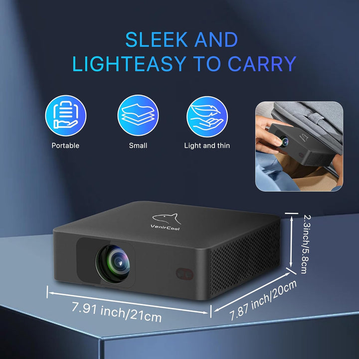 2026 Upgraded 4k Support Smart Mini Projector with WiFi and Bluetooth, 360° Rotation Stand, Auto Key