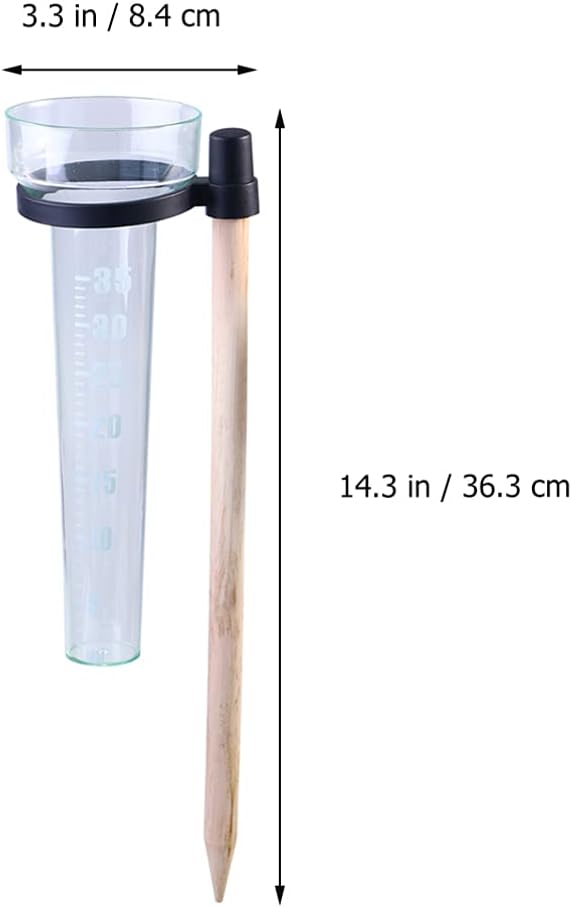 YARNOW Niederschlagsmesser Aus Kunststoff Mit Holzstab Messbecher Für Regenwasser Garten Wetterstati