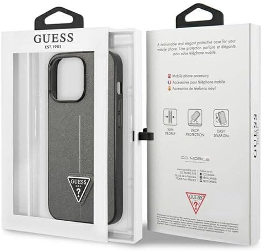 GUESS GUHCP13LPSATLG Hülle für iPhone 13 Pro / 13 6,1" Silber hardcase SaffianoTriangle Logo