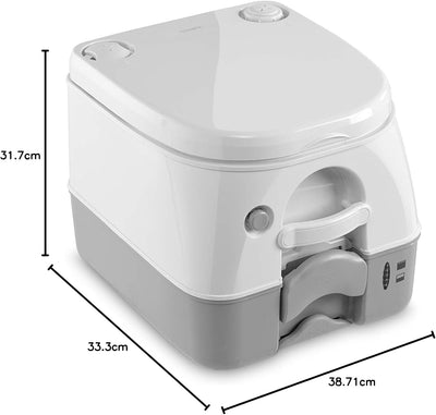 Dometic 9108557679 Portable 972 mit 360° Druckspülung Campingtoilette, Weiss/Grau Tragbare Toilette