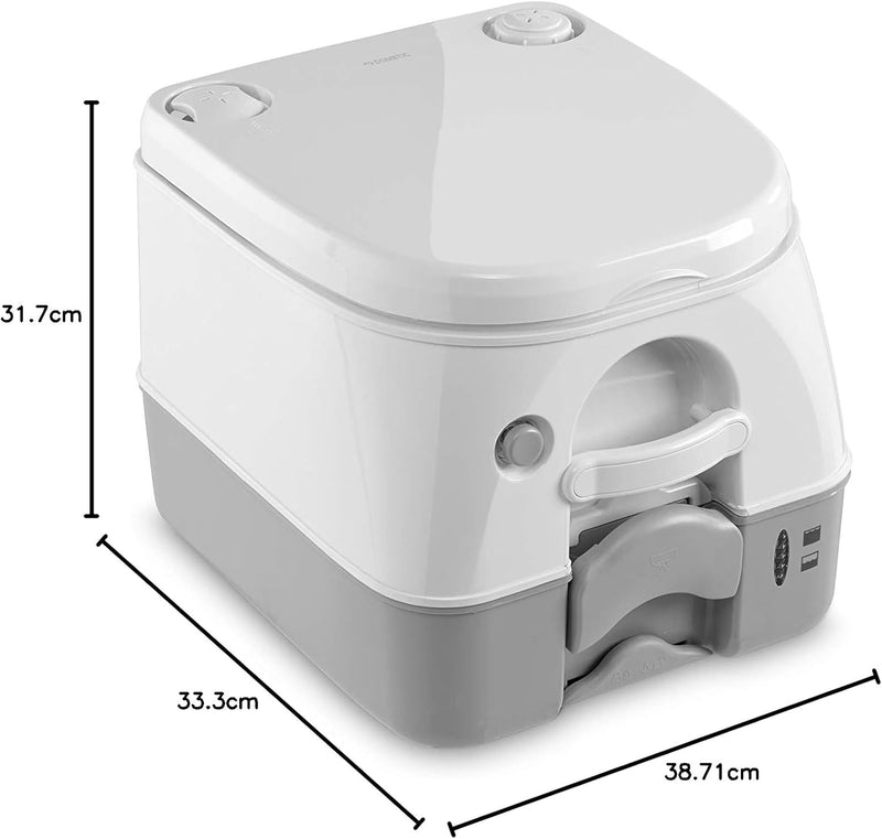 Dometic 9108557679 Portable 972 mit 360° Druckspülung Campingtoilette, Weiss/Grau Tragbare Toilette