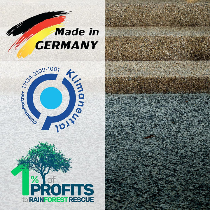 Steinteppich Set Vertikal | Wand Treppe Sockel Stufe | 25Kg Bianco Carrara + 3Kg PU Binder | Weiss 1