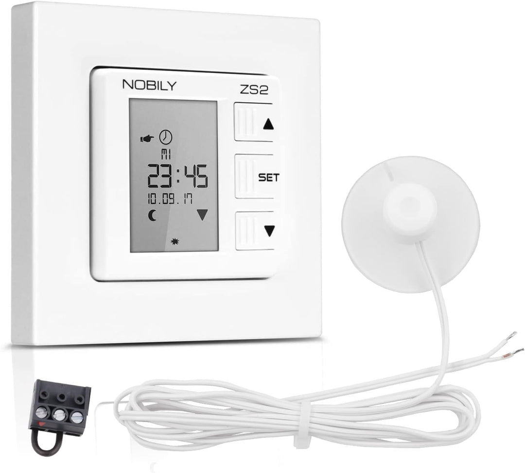 NOBILY *** Rolladen Zeitschaltuhr ZS2 mit Astro-Funktion Werksausführung inkl. Sonnensensor/Dämmerun