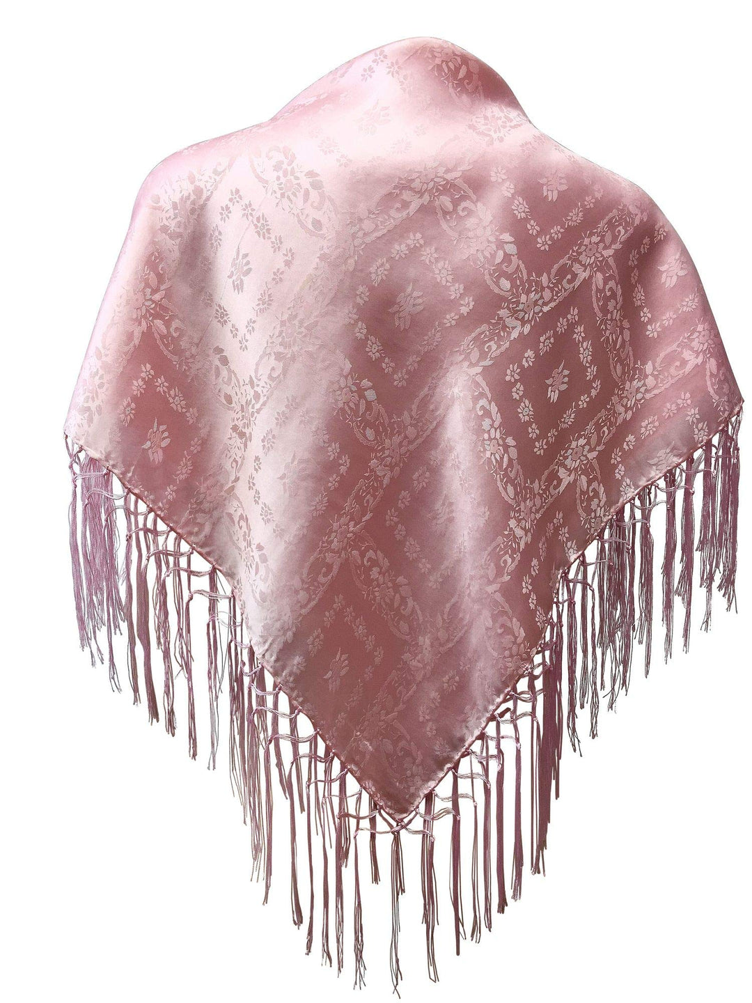 Seidentuch Dirndl-Trachtentuch Tuch rosa 75x75cm Dirndltuch Seide Fransentuch für Tracht Trachtensei