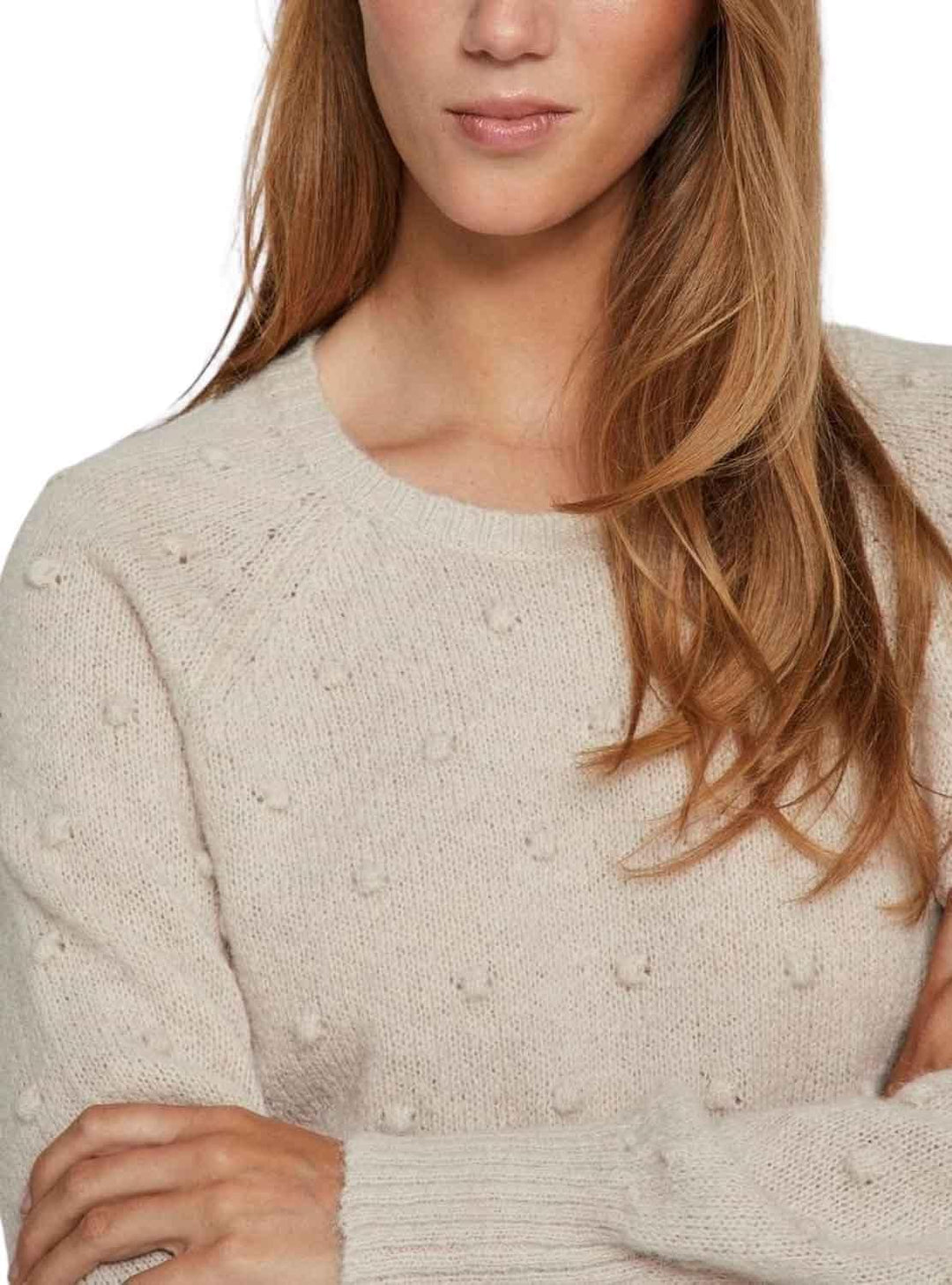 Vila Damen Vituli L/S O-Neck Knit Top/Su/Pb Strickpullover L Beige, L Beige