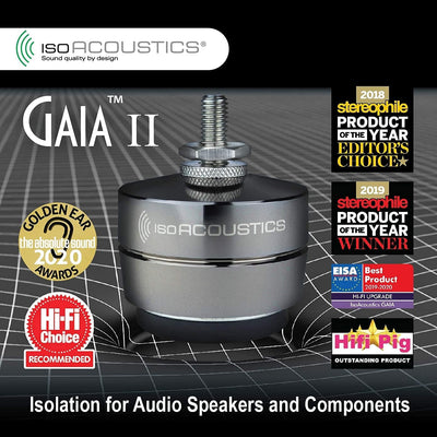 IsoAcoustics Gaia-Serie mit Isolatoren für Lautsprecher und Subwoofer Gaia II, 54 kg max. – 4 Stück