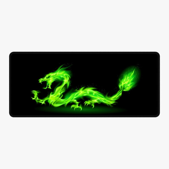 Silent Monsters Mauspad XXL 900 x 400 mm grosses Mousepad Feuer Drache - Vernähter Rand, rutschfest