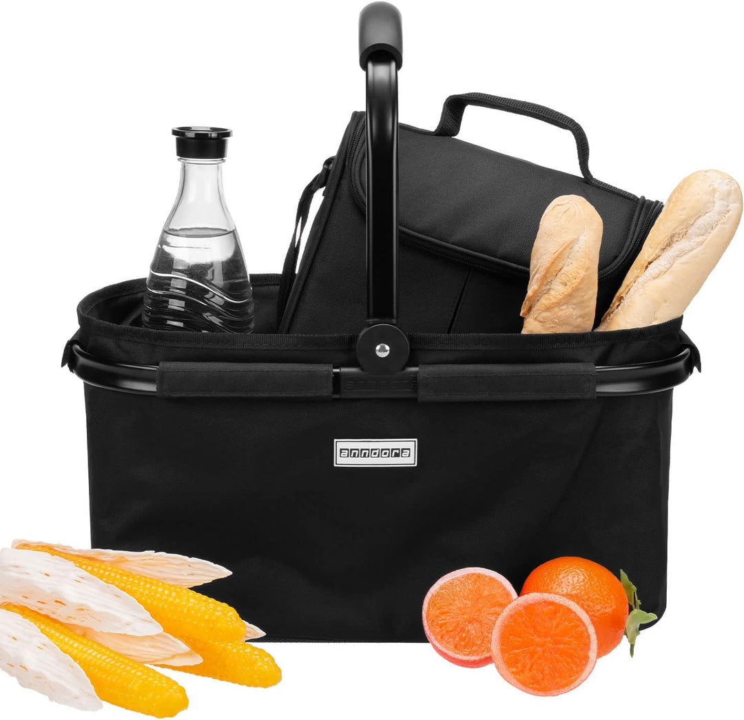 anndora Einkaufskorb FULL BLACK 22 Liter Picknickkorb - Schwarz