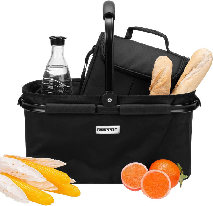 anndora Einkaufskorb FULL BLACK 22 Liter Picknickkorb - Schwarz