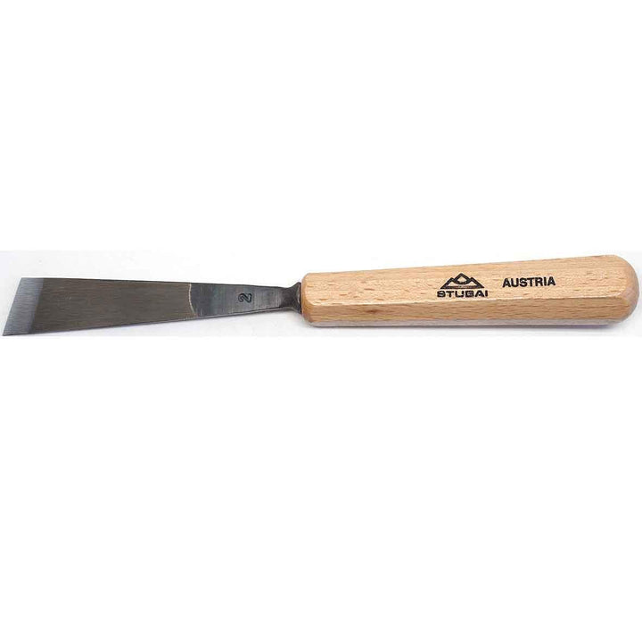 STUBAI Stemmeisen Stechbeitel Serie 52 - Form 2 | Gerades Balleisen, schräg - 3 mm, mit Holzgriff, f