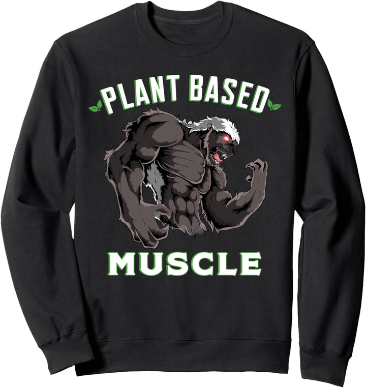 Pflanzenbasierte Muskeln, Honigdachs, Powerlifter, Workout, vegan Sweatshirt