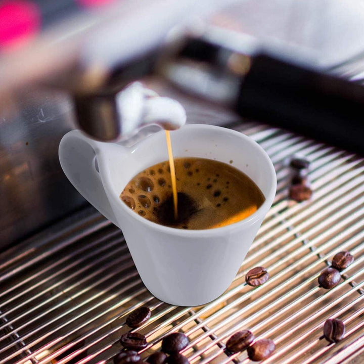 JUJOYBD Espressotassen Set mit Ständer, 6 x 80ml Porzellan Espresso Tassen mit Untertassen Set, Mokk