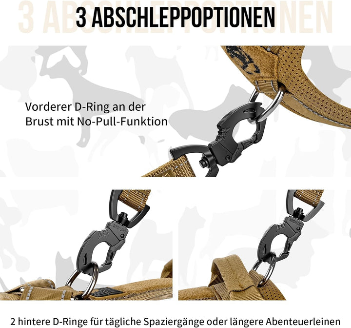 OneTigris Hundegeschirr, Diesel Einstellbar Taktisches Geschirr Weich Gepolstert Brustgeschirr für m