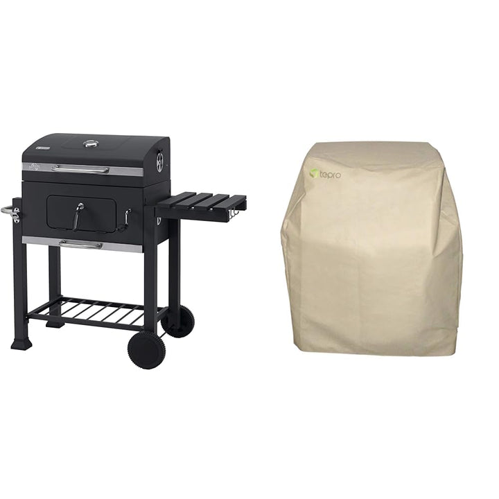 Tepro Grillwagen Toronto Click Holzkohlegrill, Anthrazit/Edelstahl &amp; Abdeckhaube passend für Tepro T