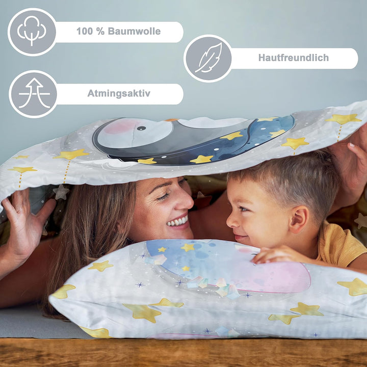 Kinderbettwäsche 100x135 cm aus 100% Baumwolle Weiche & Farbenfrohe | Baby Bettwäsche Set Perfekt fü