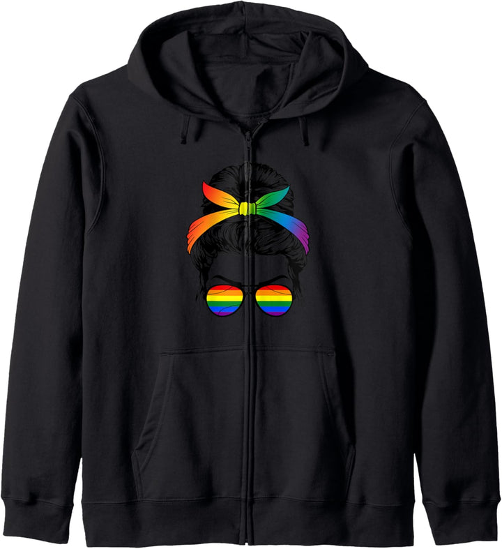 Regenbogen Dutt Schwul Homo Outfit LGBT Gay Homosexualität Kapuzenjacke