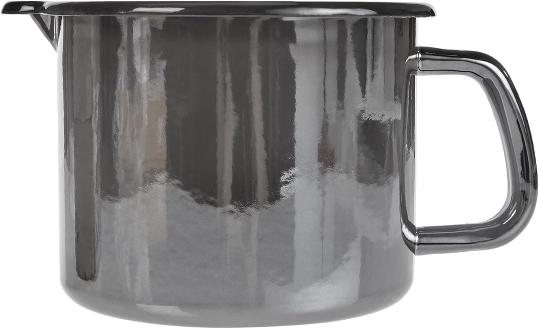 GSW 255141 Profi-Black-Star Milchtopf 14cm, Emaille, schwarz, 14 cm, 21 x 15.5 x 12 cm