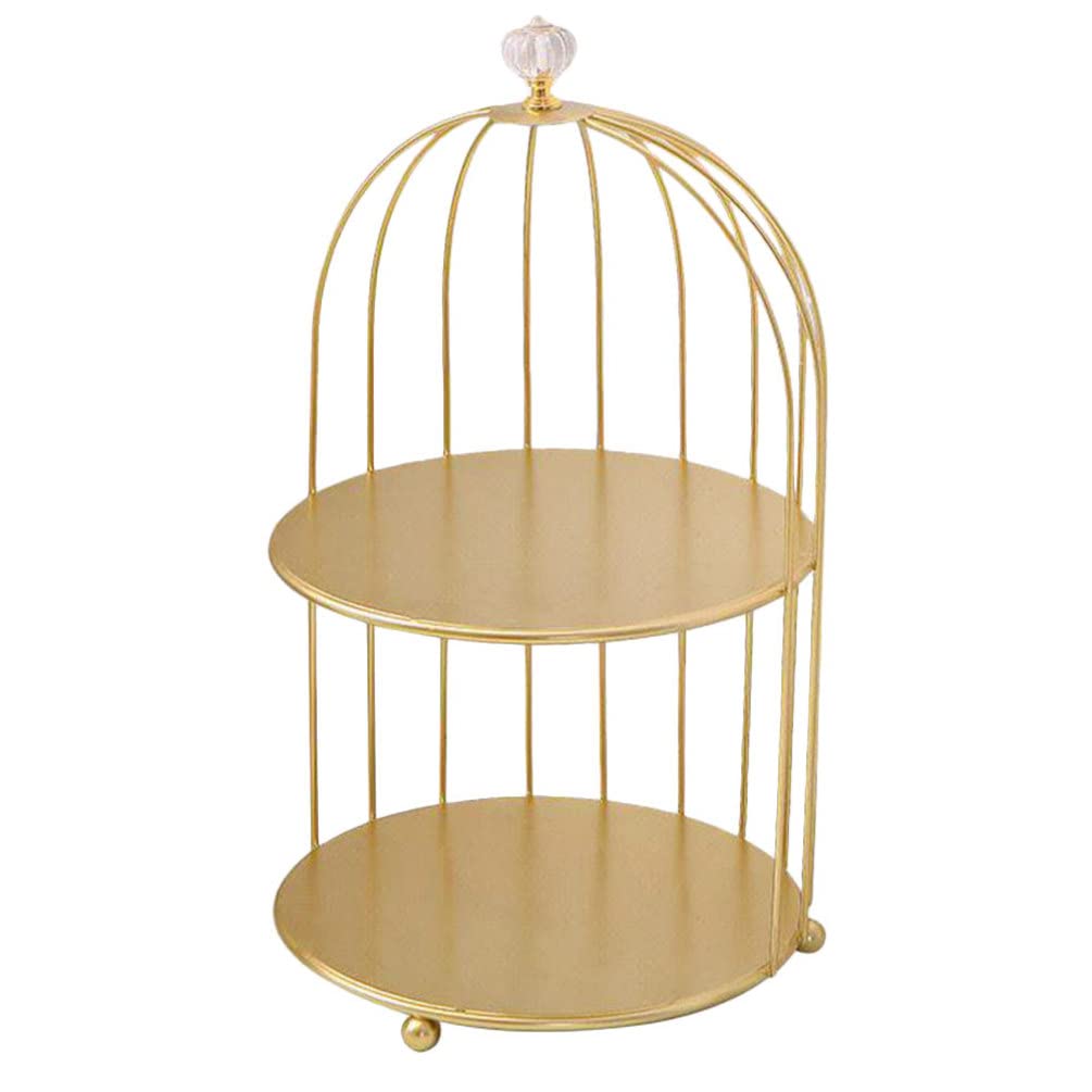 TOPBATHY Kuchenständer Vogelkäfig Kosmetik Aufbewahrungsregal Golden Eisen Cupcake Dessert Display S