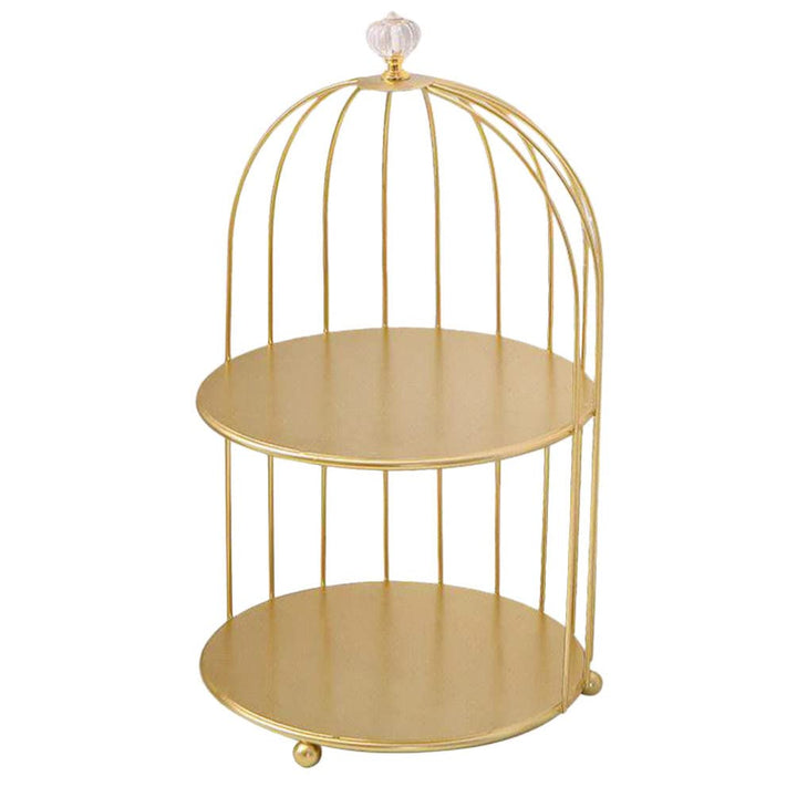 TOPBATHY Kuchenständer Vogelkäfig Kosmetik Aufbewahrungsregal Golden Eisen Cupcake Dessert Display S