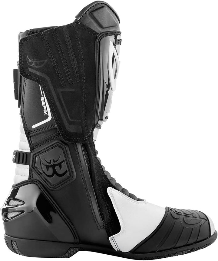 Berik Donington Motorradstiefel, schwarz/weiss, 37 Schwarz Weiss 37 EU, Schwarz Weiss 37 EU