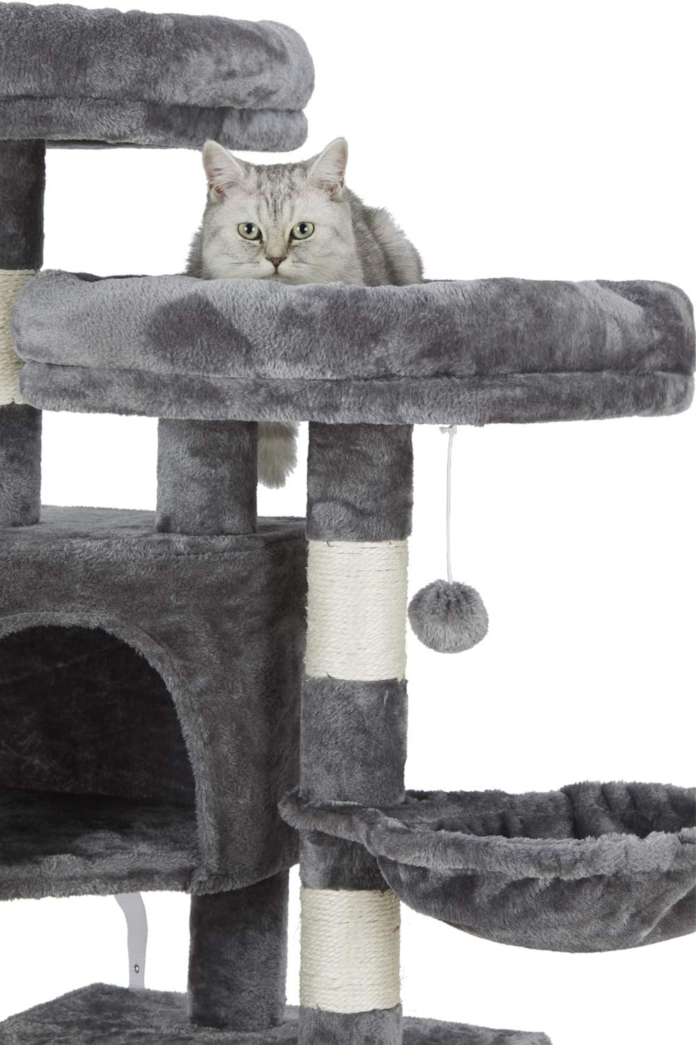MSmask Stabiler Kratzbaum, Kratzbaum gross mit 2 Plattformen, Katzenbaum für Grosse Katzen, mit gros