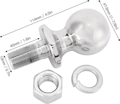 Kugel Anhängerkupplung Zugmaul, 1‑7/8 Zoll Durchmesser Kugel Chrom Sechskantmutter Kupplung Ersatzte