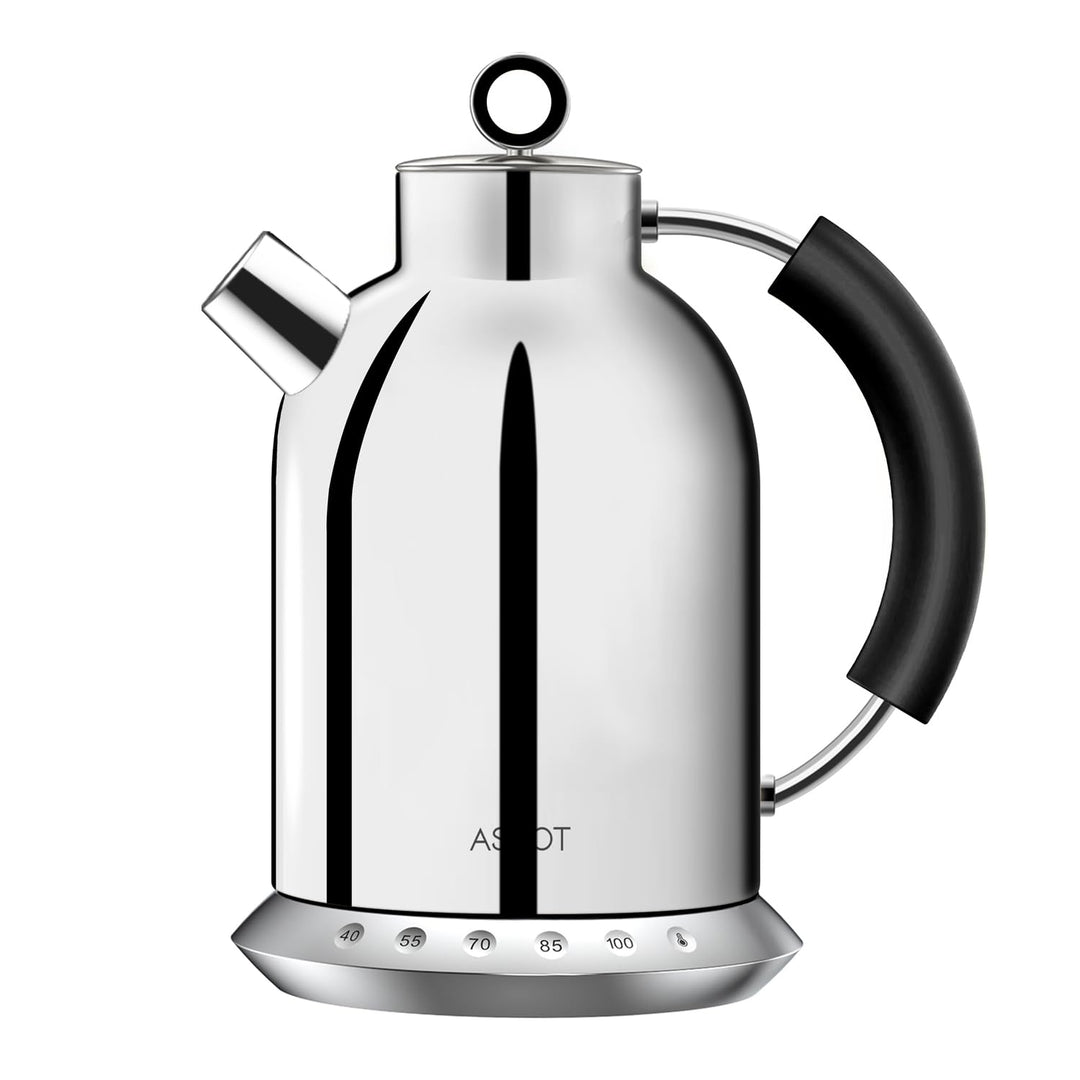 ASCOT Wasserkocher Edelstahl mit 5 variablen Voreinstellungen, Elektrischer Teekessel Kaffee Wasserk