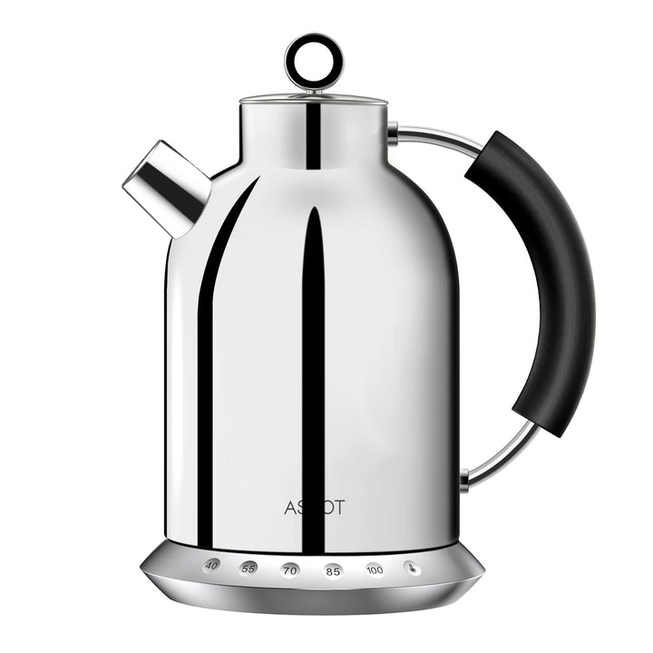 ASCOT Wasserkocher Edelstahl mit 5 variablen Voreinstellungen, Elektrischer Teekessel Kaffee Wasserk