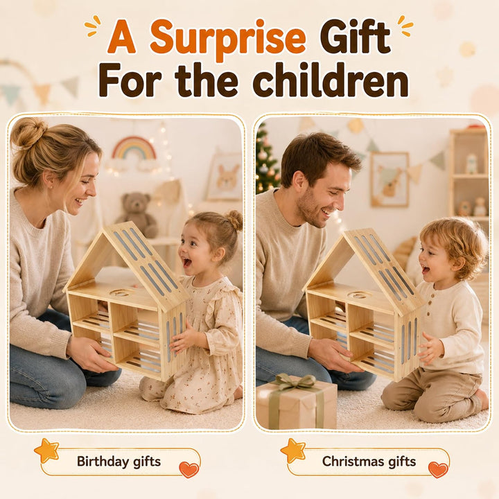 Premium Tonie Regal Kinderzimmer Hausform für bis zu 60-90 Tonie| 2 Stock Grosse Tonies Aufbewahrung