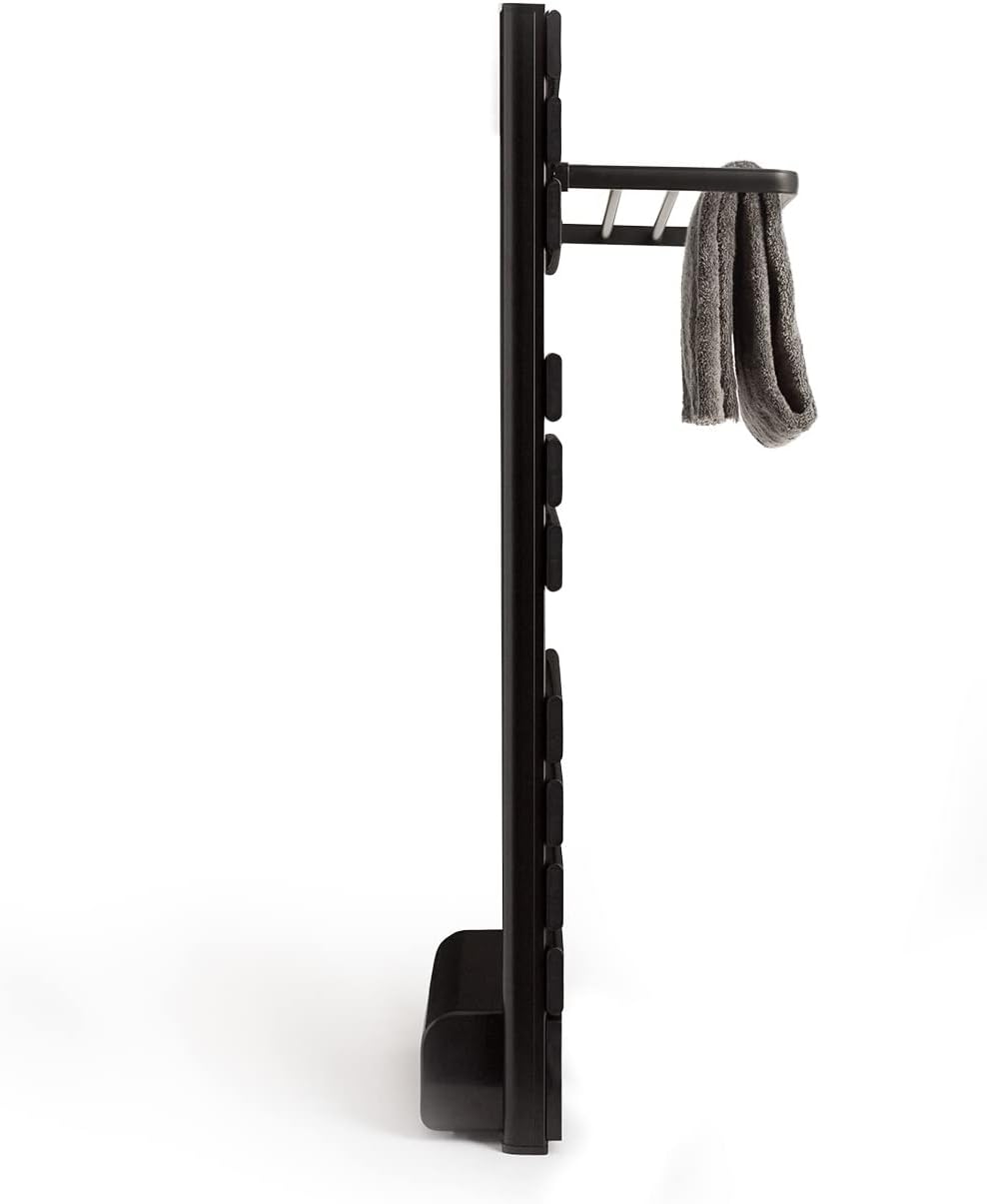 CREATE / WARM Towel PRO + Stange/Badheizkörper Schwarz mit Heizstrahler, Fernbedienung und mit Ablag