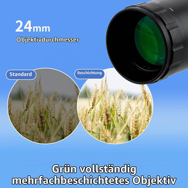 FOCUHUNTER 1.5-6X24mm Teleskop, seitlicher Parallaxenausgleich optisches Monokular, grüner voll mult