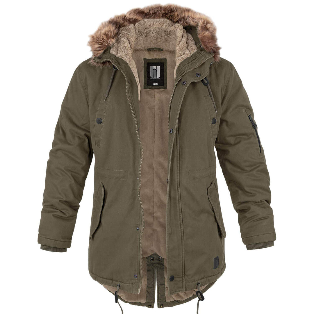 bw-online-shop Winterparka Fishtail mit Futter Herren Parka Jacke XS Oliv, XS Oliv