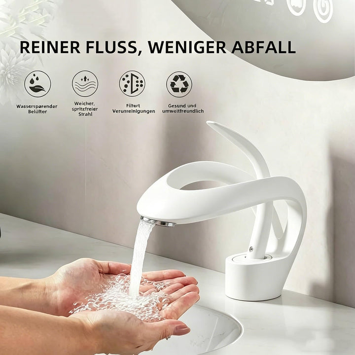 Weiβ Waschtischarmatur Badarmatur Wasserhahn Waschbecken Einhand Mischbatterie, Weiβ