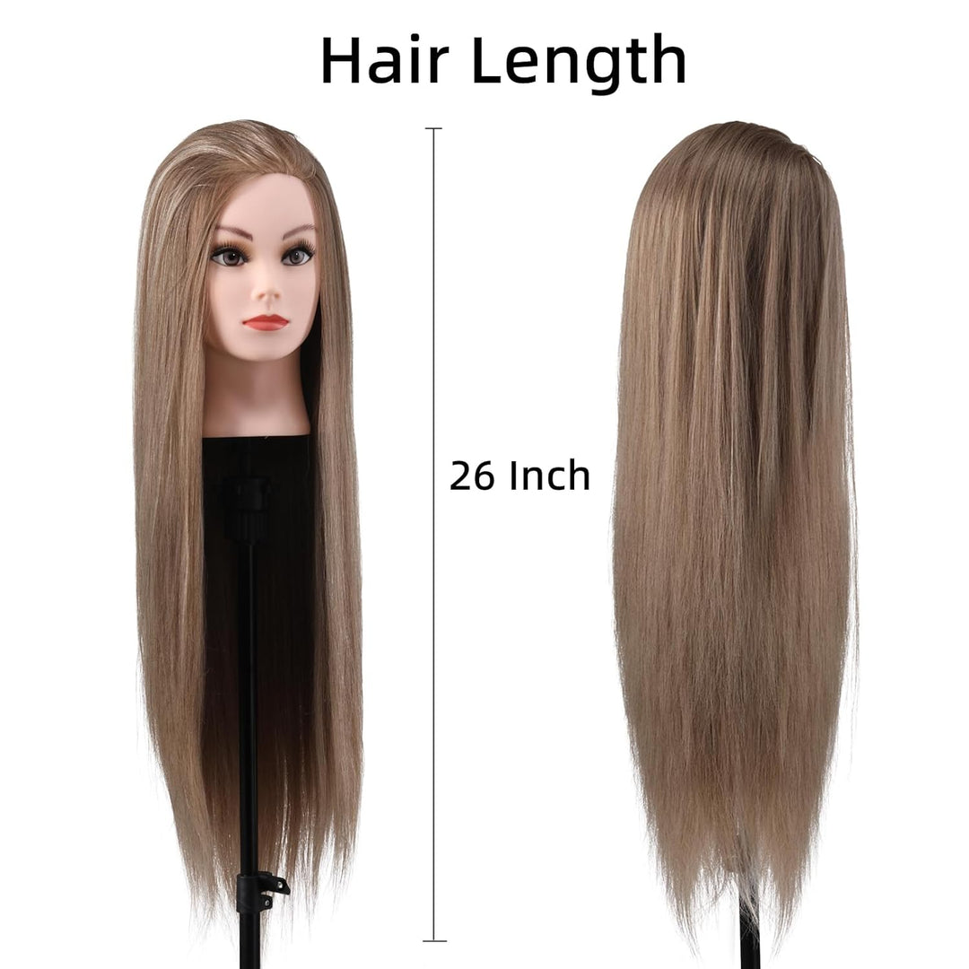 Frisierkopf Friseur Echthaar 26 Zoll Übungskopf Friseurkopf Trainingsköpfe Mit Halter + DIY Haare Se