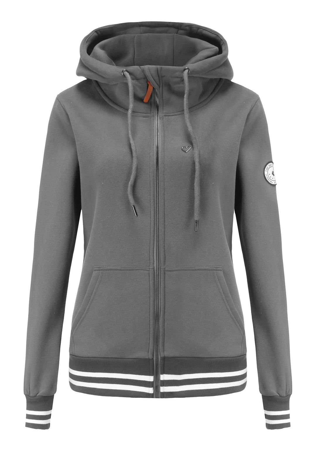 TrendiMax Damen Sweatjacke Kapuzenpullover Zip Hoodie Kapuzenjacke Winter Sweatshirt Jacke L Grau, L